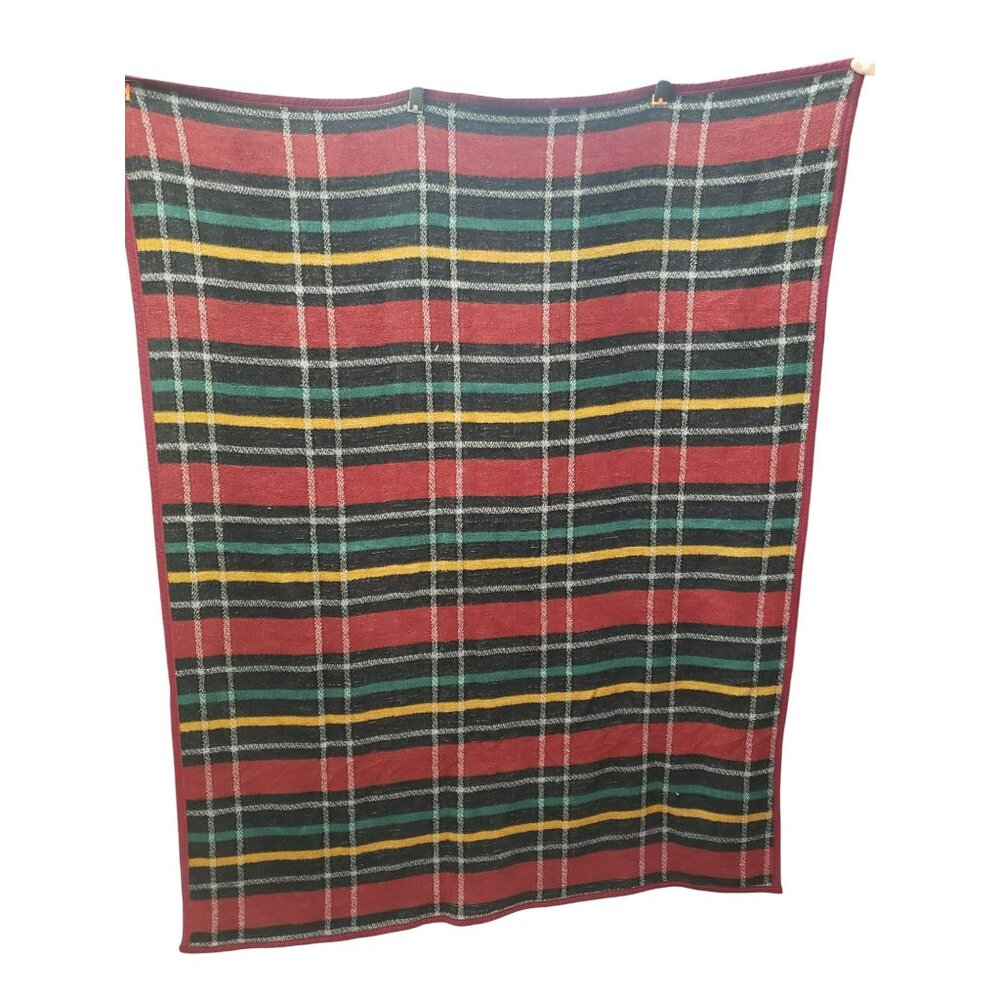 Aurora Biederlack Throw Blanket Acrylic 72” X 56” Green Red Multicolor Plaids